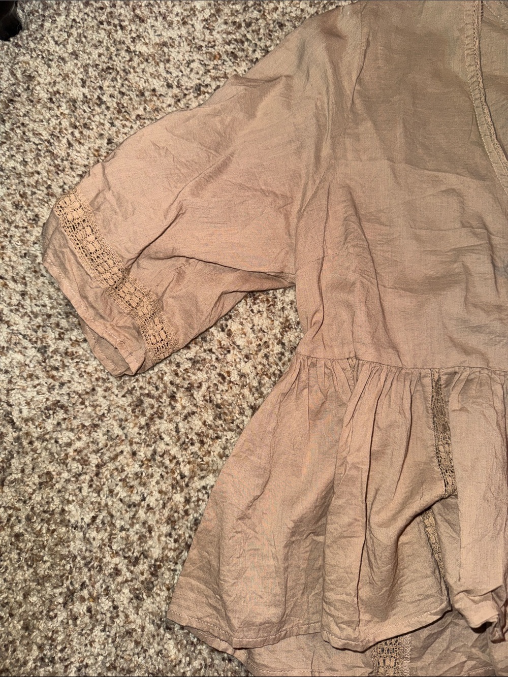 American Eagle Outfitters Taupe Peplum Tie-Front Blouse - Picture 3 of 4